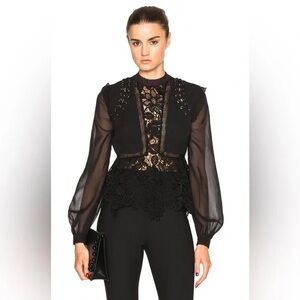 Self Portrait size 0 black Elegant Black Lace Women's Top